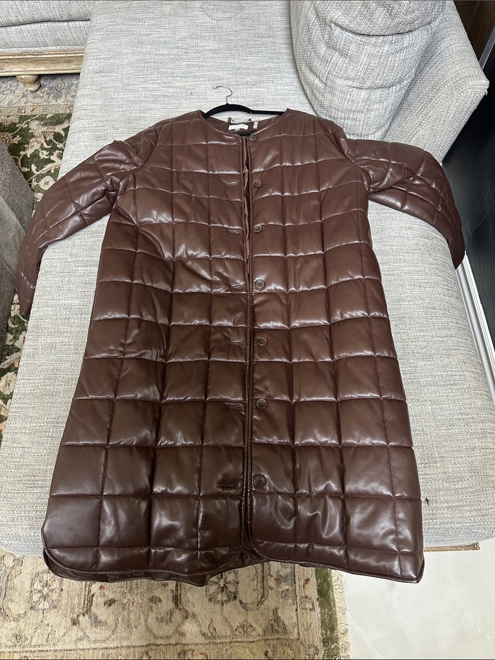 Calvin Klein Brown Quilted Long Puffer Coat